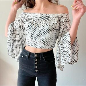 Off-Shoulder Polka Dot Women's Top